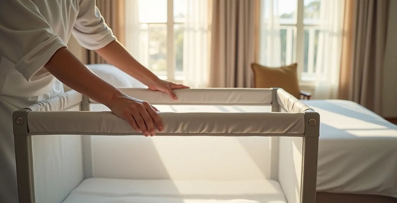 Matériel de puériculture professionnel préparé pour la location en vacances